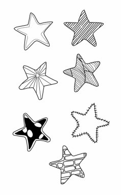 Sillouet line sanat yıldızları çeşitli doku ve kalıplara sahiptir. Nokta, çizgi, siyah, çocuklar çizer