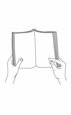 hand open the book drawn vector illustration