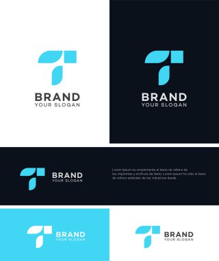 T Harfi Logo Simgesi Kimlik İmzalama Sembol Şablonu 