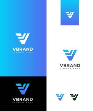 V Harfi Logo Simgesi Kimlik İmzalama Sembol Şablonu 