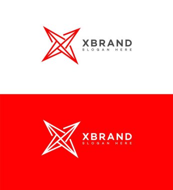 X Harfi Logo Simgesi Kimlik İmzalama Sembol Şablonu 
