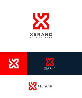 X Harfi Logo Simgesi Kimlik İmzalama Sembol Şablonu 