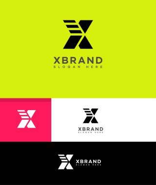 X Harfi Logo Simgesi Kimlik İmzalama Sembol Şablonu 