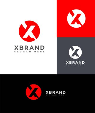 X Harfi Logo Simgesi Kimlik İmzalama Sembol Şablonu 