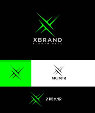 X Harfi Logo Simgesi Kimlik İmzalama Sembol Şablonu 