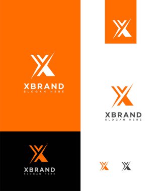 X Harfi Logo Simgesi Kimlik İmzalama Sembol Şablonu 