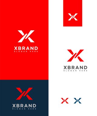 X Harfi Logo Simgesi Kimlik İmzalama Sembol Şablonu 