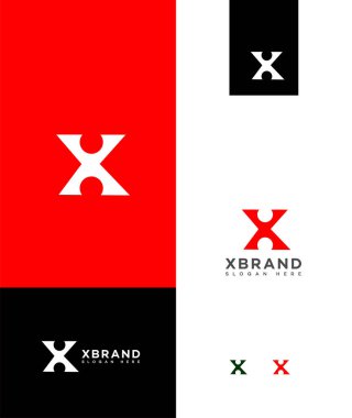X Harfi Logo Simgesi Kimlik İmzalama Sembol Şablonu 