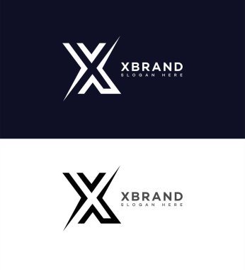 X Harfi Logo Simgesi Kimlik İmzalama Sembol Şablonu 