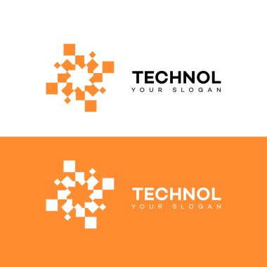 Teknoloji sembolleri logo şablonu 