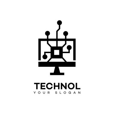 Teknoloji sembolleri logo şablonu 