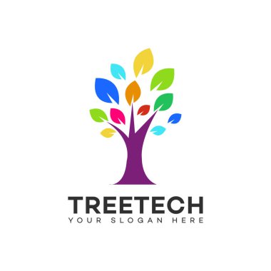 Ağaç teknolojisi logo sembolleri şablonu 