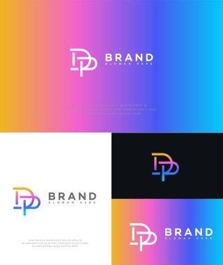 DP, PD Harf Logosu Kimlik İmzalama Sembol Şablonu