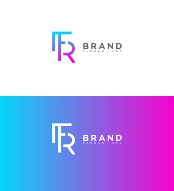 FR, RF Harf Logosu Kimlik İmzalama Sembol Şablonu