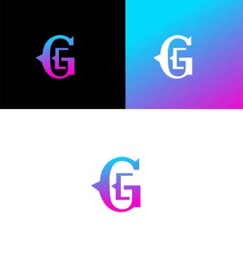 GF, GF Harf Logosu Kimlik İmzalama Sembol Şablonu