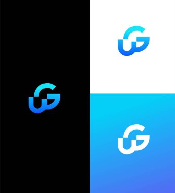 GU, UG Harf Logosu Kimlik İmzalama Sembol Şablonu