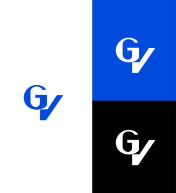 GV, VG Harf Logosu Kimlik İmzalama Sembol Şablonu