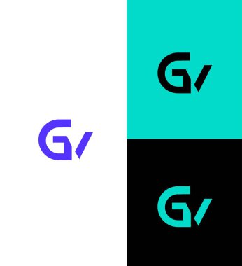 GV, VG Harf Logosu Kimlik İmzalama Sembol Şablonu