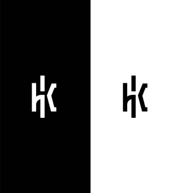 HK, KH Harf Logosu Kimlik İmzalama Sembol Şablonu