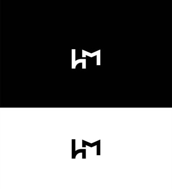 HM, MH Harf Logosu Kimlik İmzalama Sembol Şablonu