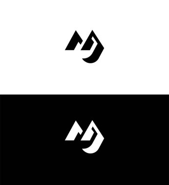 MJ, JM Harf Logosu Kimlik İmzalama Sembol Şablonu