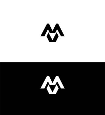 MV, VM Harf Logosu Kimlik İmzalama Sembol Şablonu