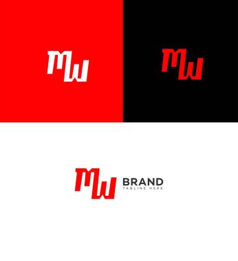 MW, WM Harf Logosu Kimlik İmzalama Sembol Şablonu