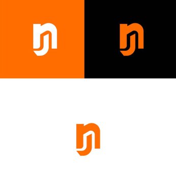 NJ, JN Harf Logosu Kimlik İmzalama Sembol Şablonu