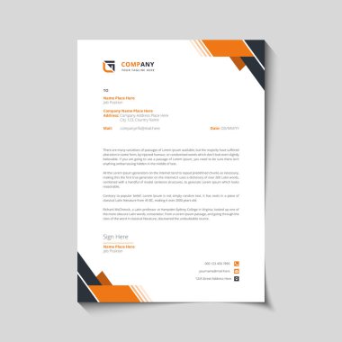 Modern şirket profesyonel ve yaratıcı antetli tasarım şablonu mavi, gri, yeşil, sarı, siyah ve kırmızı renkli. Temiz harf başı, iş antetli şablon tasarımı vektör tasarımı.