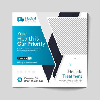 tıbbi sağlık hizmetleri sosyal medya paylaşımı ve İnternet afişi şablonu