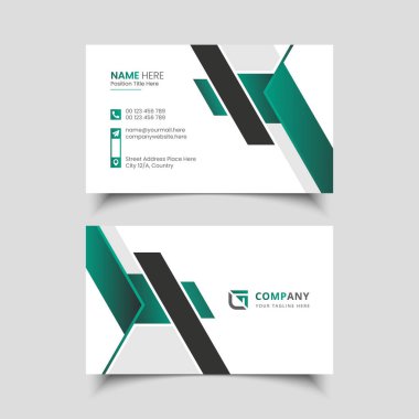 Modern kartvizit tasarımı, yaratıcı modern temiz şirket çift taraflı kartvizit şablonu, kişisel kartvizit, vektör illüstrasyonu, profesyonel basit kimlik kartı.