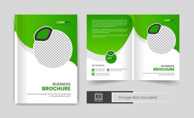 Şirket profili broşürü çift katlı şablon tasarım renkli şirket broşürü teması