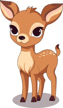 Beyaz Arkaplanda Sevimli Küçük Geyik Çizgisi