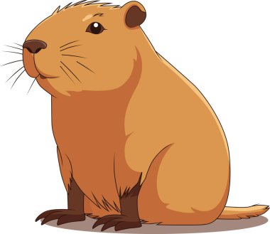 Beyaz Arkaplanda Tatlı Capybara Çizgi Filmi