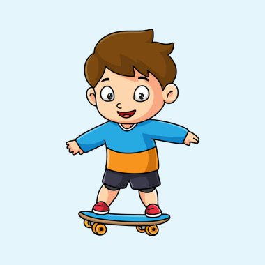 Kaykay oynayan şirin bir çocuk çizgi filmi.