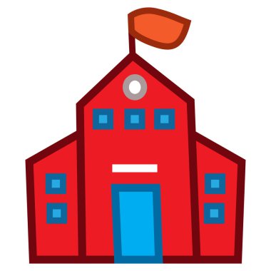 Düz dizayn tarzında okul binası