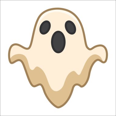 Beyaz arka planda izole edilmiş şirin beyaz hayalet.