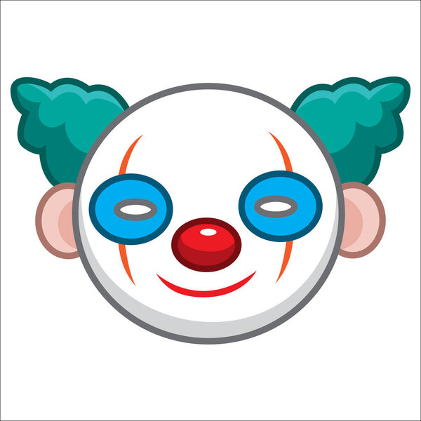 Cute clown head isolated on white background