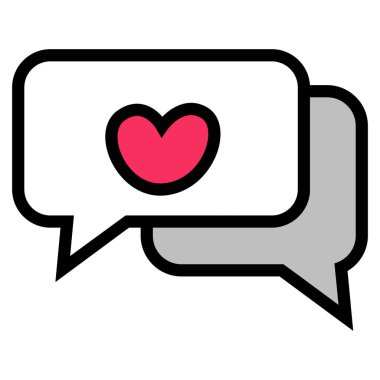 Beyaz arkaplanda kalp konuşma balonu