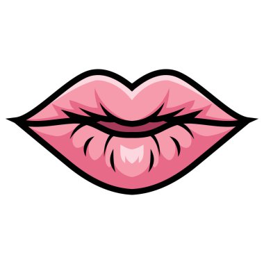 Beyaz arka planda pembe öpüşme dudakları