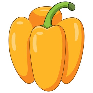 Beyaz arkaplanda izole edilmiş bir sarı dolma biber çizimi