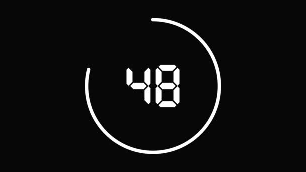 Eine Minute Digitale Countdown Uhr Animation Mit Kreis Sekunden Countdown — Stockvideo