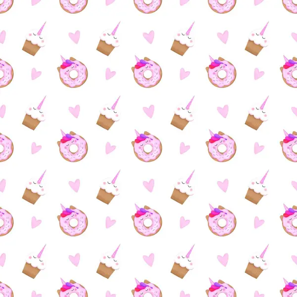 illustration of birthday cake seamless pattern background with cupcake, cupcakes, confetti, confetti, cupcake. birthday party background for party. sweet dessert