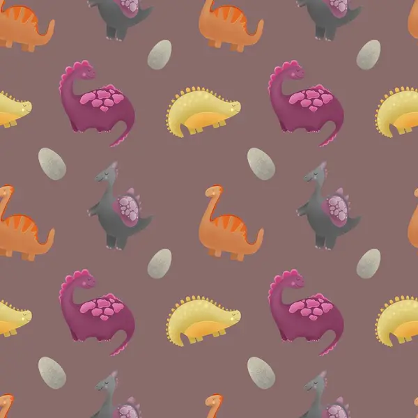 cute cartoon pattern with dinosaurs.