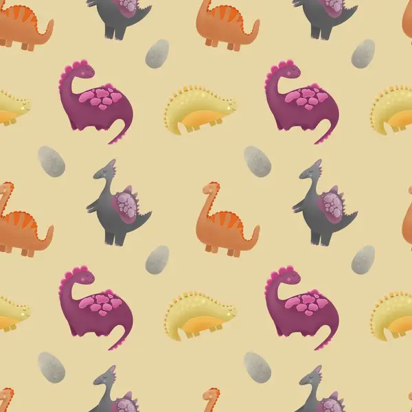 cute cartoon pattern with dinosaurs.