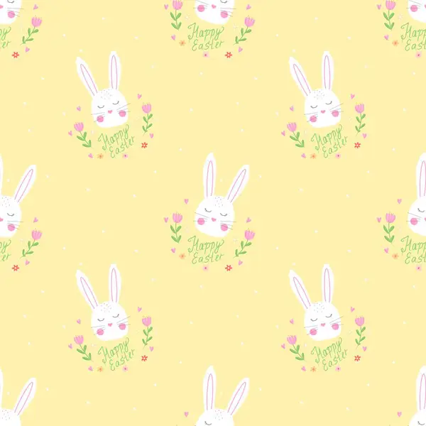 Seamless pattern bunny Easter happy postcard