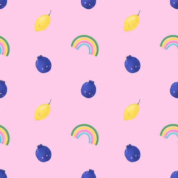 seamless pattern cute fruit for kids print
