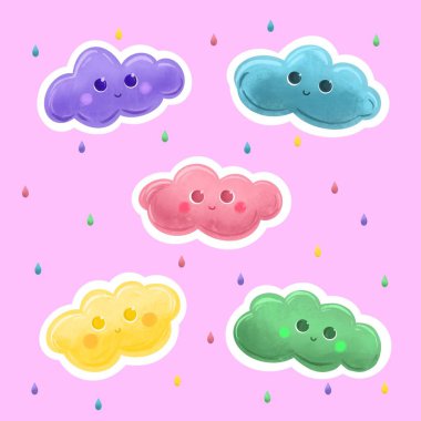 Sevimli bulut etiketleri simge kağıdını ayarlar