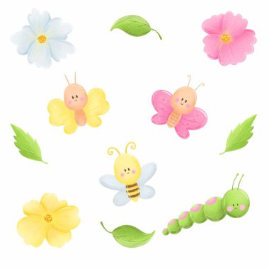  Kusursuz desenli çiçek ve böcek.