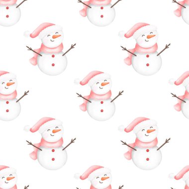 Kardan adam ve beyaz üzerine noel ağacı desenleri. Yılbaşı geçmişi. resimleme.